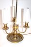Pair Of Vintage Louis XVI Brass Bouillotte Table Lamps With Metal Shade & Arrow Tail Finial