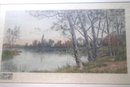 Melancholy Print Of Forest Scene With Trees And Pond In Silver Frame