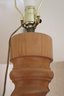 Vintage 80s Light Oak Wood Spiral Floor Lamp.