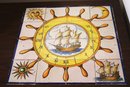 Vintage Custom MCM Formica Coffee Table With Hand Painted Tile Scene