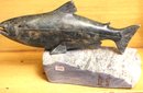 Lot Of 3 Inuit Soapstone Sculptures Of Seals & Fish All Signed