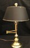 Vintage Brass Swing Arm Desk Lamp With A Black Metal Shade And Cute Little Elephant Finial
