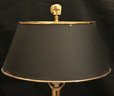 Vintage Brass Swing Arm Desk Lamp With A Black Metal Shade And Cute Little Elephant Finial