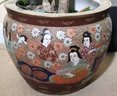 Vintage Hand Painted Japanese Moriage Character Planter With Amazing Detail! Includes Faux Tree Approx. 7 Feet