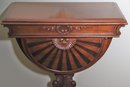 Victorian Style Carved Wood Bedside Table With Fan/shell Accents, Ornate Carved Wood Base With A Drawer