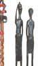 Tall Carved Wood African Sculptures & Walking Stick With Carved Elephant Accents