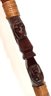 Vintage Carved Wood Bow Decor With Carved Native American Figural Accents On The Handle