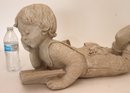 Large Resin Sculpture Of A Little Child Reading