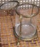 An Opaline Glass Wavy Rim Candy Dish And A Round Glass And Brass Watch Holder.
