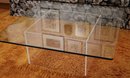 MCM Stylish Glass Top Coffee Table With Lucite Base