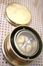Vintage Brass Compass, Arabesque Style Brass Plate And Brass Fly Ashtray.