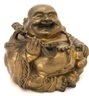Brass Buddha Figurine & Carved Wood Deity Sculpture