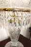Large Impressive American Brilliant Cut Period Parlor Lamp With Domed Shade & Baluster Form Base With Hang