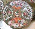 226.Lot Of 5 Antique Rose Medallion Chinese Porcelain Plates With Hand Painted Scenes