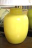 Vintage Yellow Porcelain Ginger Jar Lamp With Pleated Shade