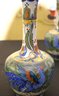 Pair Of Large Vintage Hand Painted Gouda Vases From Holland With Birds & Flowers 12' TALL