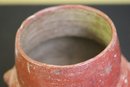 Antique Amber Painted Clay Vase With Protrusions