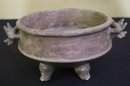 Pre-Colombian Footed Bowl With Animal Head Handles.