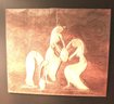 Metal Etched Artwork Of Women With Water Jugs Signed By Greek Artist