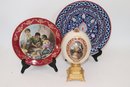 Ostrich Egg Music Box Plays Silent Night, Nativity Scene, Frayma Porcelain Plate Of Kids Playing, Dogus Kut