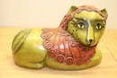 Collection Of Folk Art Includes Gemma Taccogna Mexico Lion, Lady, HandPainted Bowl And Gourd Trinket Box