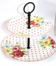 Mackenzie Childs Decorative Plate With Roses & 2 Tier Cookie Plate With Polka Dots