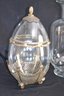 Large Oversized Hand-blown Glass Floor Vase, Fabulous Glass Jar Encased In Brass Liner With Shell Motif