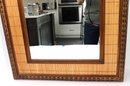 Contemporary Rectangular Wall Mirror With Rattan & Wicker Frame. Measures 24 X 36