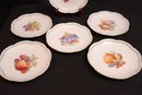 Set Of 6 Vintage Pierced Fruit Plates With Gold Painted Rim From Germany 1977 Accented -Tree Fruit Design
