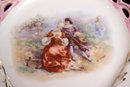 Set Of 4 Vintage Pierced Portrait Plates Of Lovers Courting With Hand Painted Gold Detail