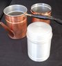 Stainless/copper Plated Cookware  Includes A Pot , Coffee, Carrot Cake Mold. Includes Copper Pieces As Pic