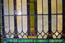 Amazing Vintage Wood Door With Stained Glass Door Panel With Magnificent Pattern & Colors Throughout