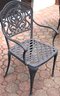 Outdoor Aluminum Dining Table & 8 Chairs With Umbrella Holder & Scroll Work.