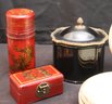 Chinese Medicine Balls, Fortune Telling Sticks In Leather Wrapped Cases, Dessert P.K: Silesia Plates And Trink