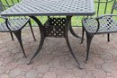 Outdoor, Aluminum, Square Table And Two Chairs, Pampas Basket, Weave Pattern
