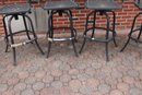Set Of Four Aluminum Outdoor Barstools With Foot Rests.