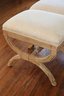 Pair Of  French Louis XVI Stye Benches In A Distressed Finish