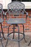 Set Of Four Aluminum Outdoor Barstools With Foot Rests.