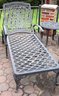 Pair Of Aluminum Outdoor Chaise, Lounges, And Side Table.
