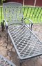 Pair Of Aluminum Outdoor Chaise, Lounges, And Side Table.