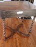 Antique English William & Mary Style Barley Twist Side Table Made In England