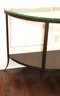 Crate & Barrel Modern Style Metal Demilune Console Table With Glass Top
