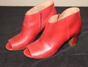 Women's Red Sexy Toeless Ankle Boots And Blach White Herringbone