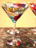 Set Of 6 Stained Glass Style Martini Glasses Great For Entertaining