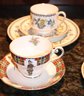 Lot Of 4 Porcelain Teacups & Saucers, 2 With Cake Plates