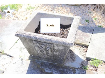 3 Square Cement Pots