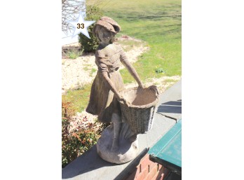 Girl Harvesting Cement Statue