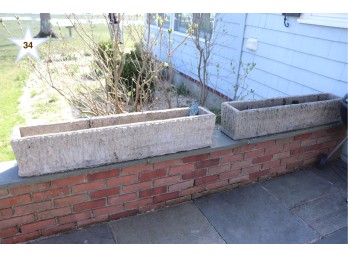 Pair Of Rectangular Cement Planters