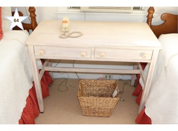 Pair Of White Washed Custom Furniture Pieces And Mirror