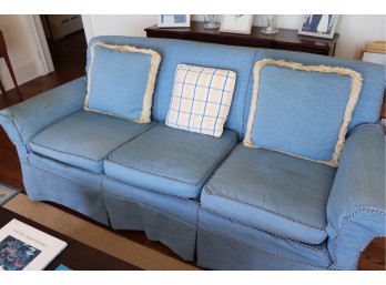 3 Seat Blue Cloth Sofa